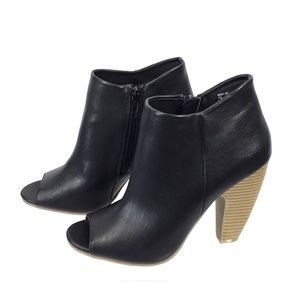 Cathy Jean Peep Toe Ankle Boots Bootie Heel